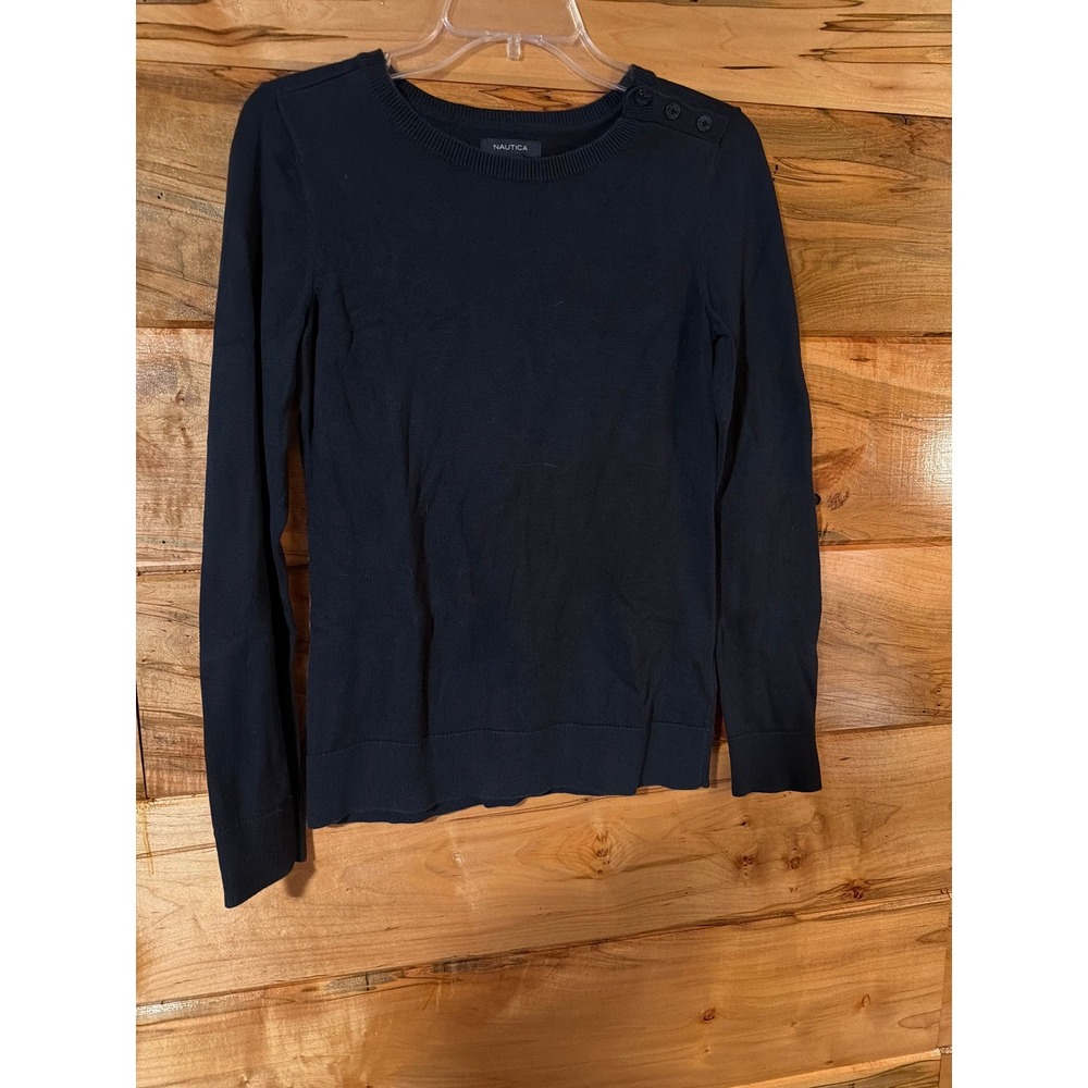 Nautica Navy Blue Cotton Crewneck Sweater